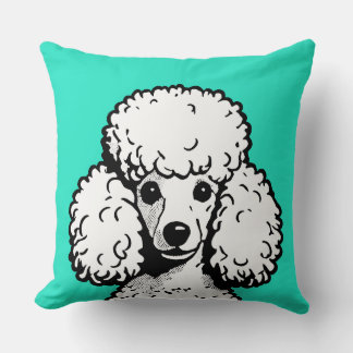 Pop Art Poodle Mint & White Chic Aesthetic Cushion
