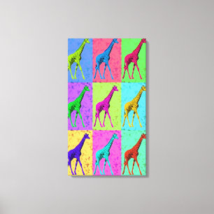 Pop Art Popart Walking Giraffe Multi-Colour Canvas Print