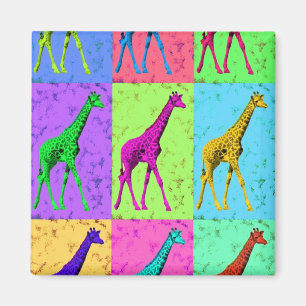Pop Art Popart Walking Giraffe Multi-Colour Magnet