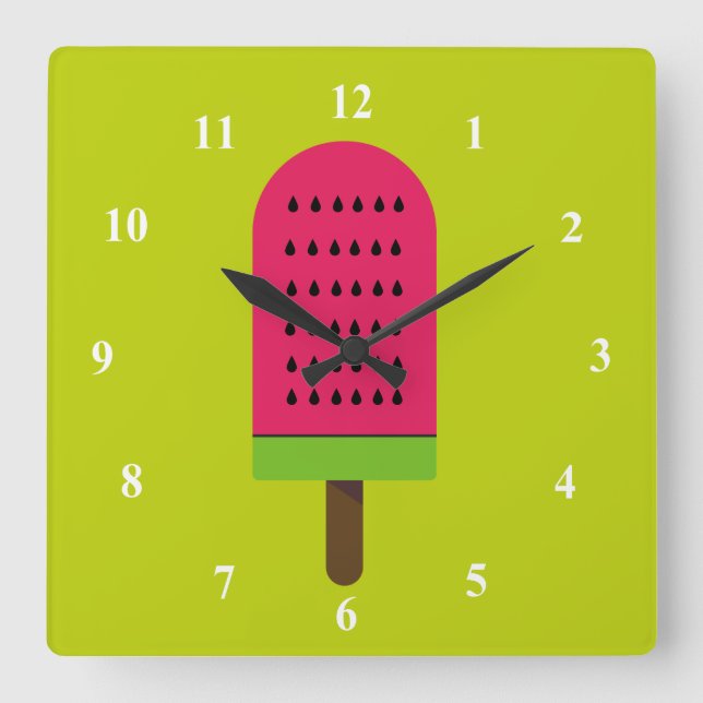 Pop Art popsicle fruity watermelon Square Wall Clock (Front)