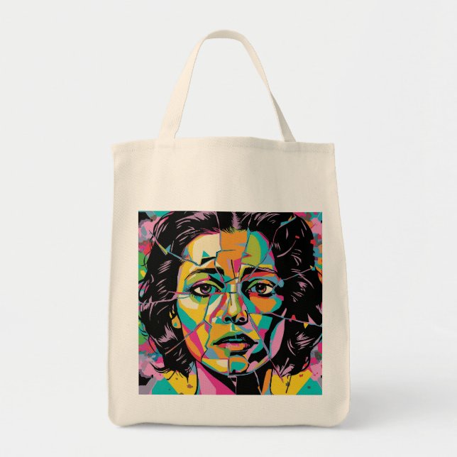 Pop Art Portrait Abstract Woman Face  Tote Bag (Front)