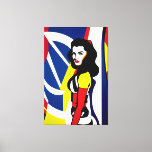 Pop Art Portrait Canvas Print<br><div class="desc">Introducing our vibrant canvas oil painting, featuring a colourful pop art portrait of a woman inspired by the iconic style of pop artist Roy Lichtenstein. This painting captures the essence of the pop art movement with its bold colours, graphic elements, and comic book-inspired aesthetics. The portrait showcases a woman with...</div>