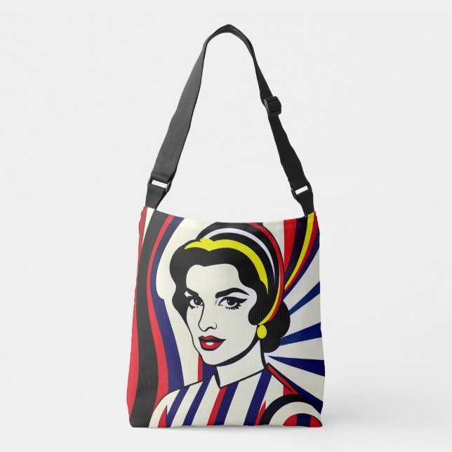 Pop Art Portrait Cross-Body Tote (Front)