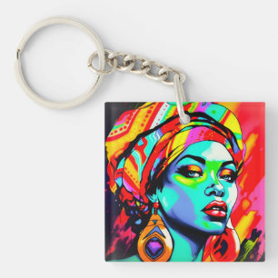 Pop Art Portrait Key Ring