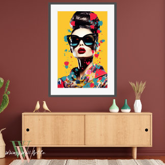 Pop Art Portrait of Woman in Bright Colours Poster