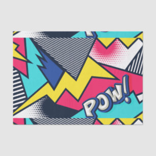 Pop Art Pow! Pattern in Magenta, Blue, and Black Tissue Paper