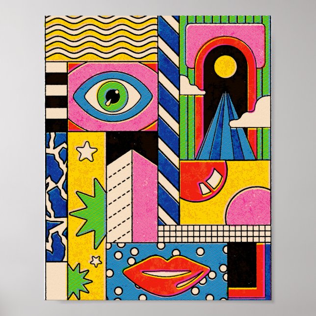 Pop Art Psychedelic Collage Poster (Front)