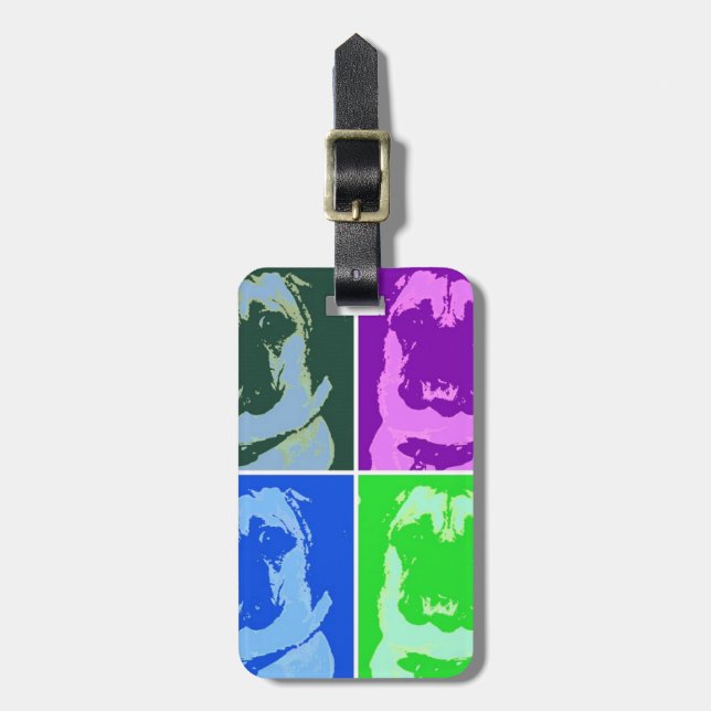 Pop Art Pug Luggage Tag (Front Vertical)