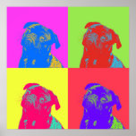 Pop Art Pug Portrait Poster<br><div class="desc">Decorate your space with a bright and fun dog poster. Retro and stylish,  this custom design features a portrait of a pug with a pop art screen print style in bright colors. Perfect for dog lovers.</div>