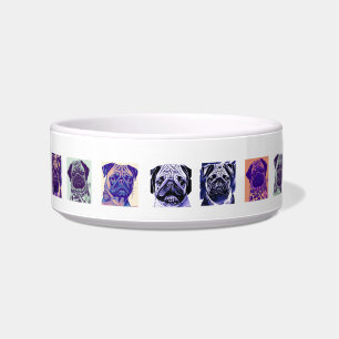 Pop-Art Pugs Ceramic Pet Bowl