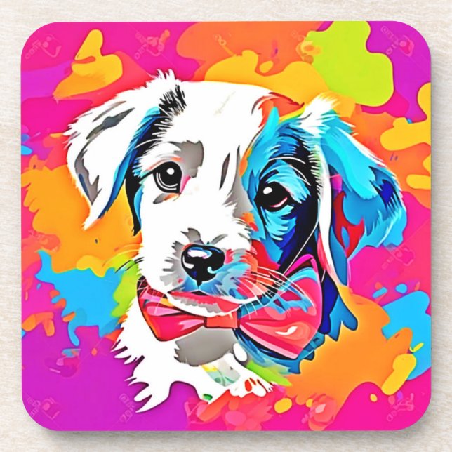 Pop Art Puppy Coaster (Front)