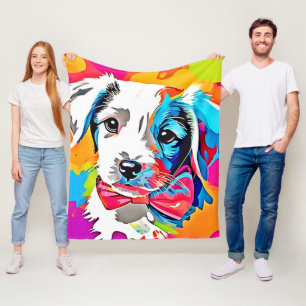 Pop Art Puppy Fleece Blanket