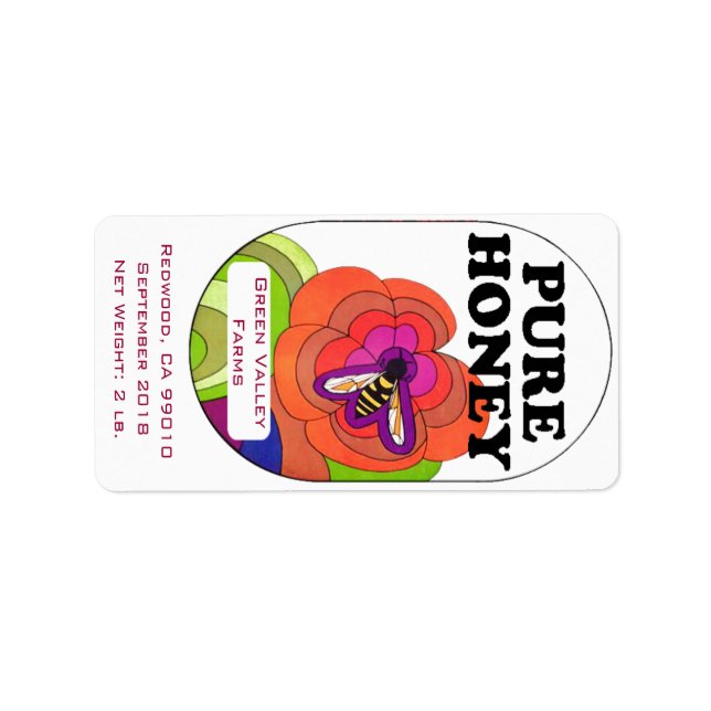 Pop Art Pure Honey 2 lb. Golden Honey Jar Label (Front)