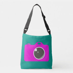 Pop Art Purple Camera Green Crossbody Bag