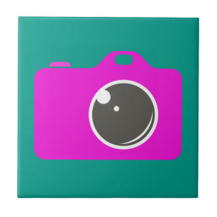 Pop Art Purple Camera Green Tile