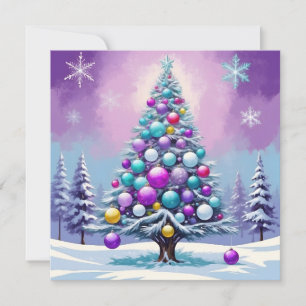 Pop Art Purple Haze Christmas with Snow Holiday Card