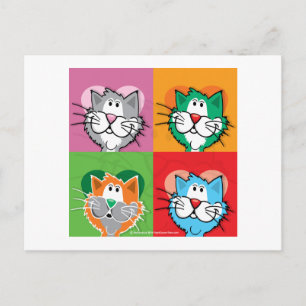 Pop Art Quilt Cat Postcard