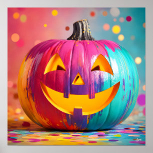 Pop Art Rainbow Pumpkin Poster
