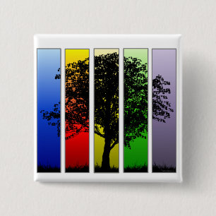 Pop Art Rainbow Tree 15 Cm Square Badge