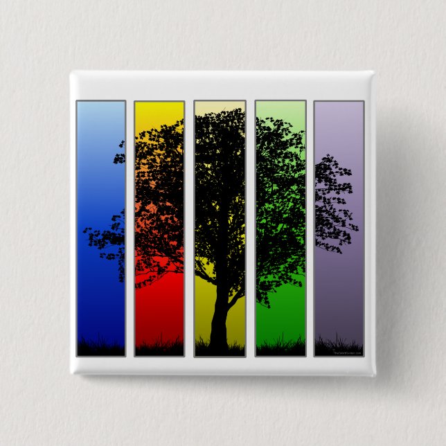 Pop Art Rainbow Tree 15 Cm Square Badge (Front)