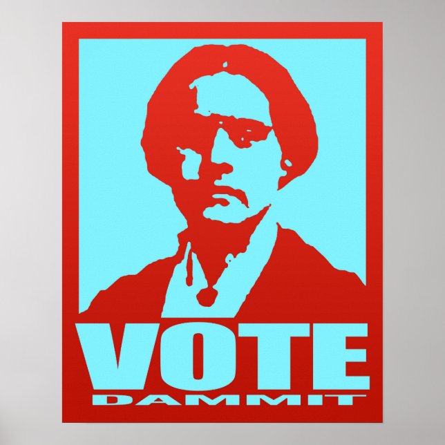 Pop-Art Red & Aqua Vote Dammit Susan B. Anthony Poster (Front)