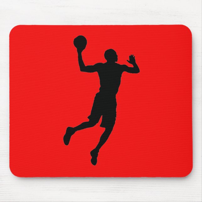 Pop Art Red Black Basketball Player Silhouette Mouse Mat (Front)