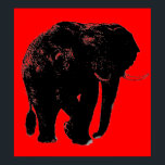 Pop Art Red Black Elephant Silhouette Poster<br><div class="desc">Digital Ink Effect Pop Artwork - African Animals Software Sketches</div>