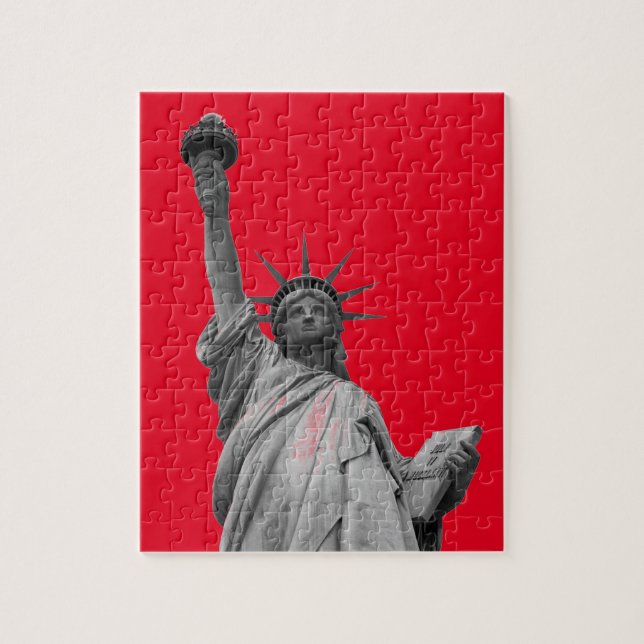 Pop Art Red Black White Statue of Liberty Jigsaw Puzzle (Vertical)