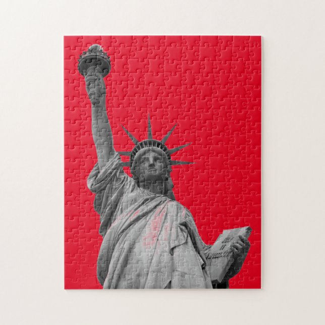 Pop Art Red Black White Statue of Liberty Jigsaw Puzzle (Vertical)