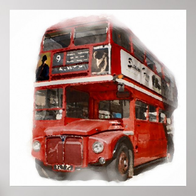Pop Art Red London Bus Poster (Front)