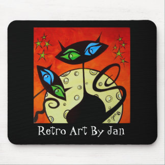 Pop Art Retro Black Cats mouse pad