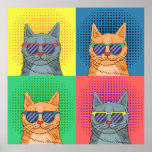 Pop Art Retro Cats Poster<br><div class="desc">Groovy cats - If you love cats,  this is the perfect poster for you.</div>