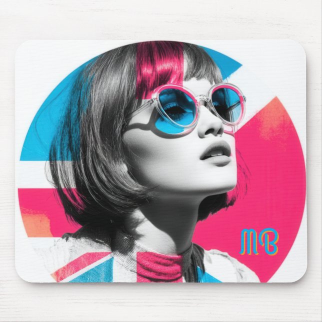 Pop Art Retro Chic Girl  Mouse Mat (Front)