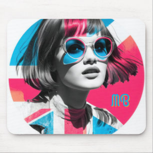 Pop Art Retro Chic Girl Mouse Mat