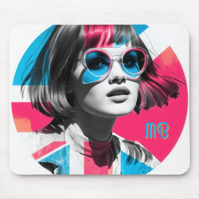 Pop Art Retro Chic Girl  Mouse Mat (Front)