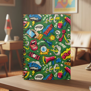 Pop Art Retro Comic Pattern Spiral Notebook