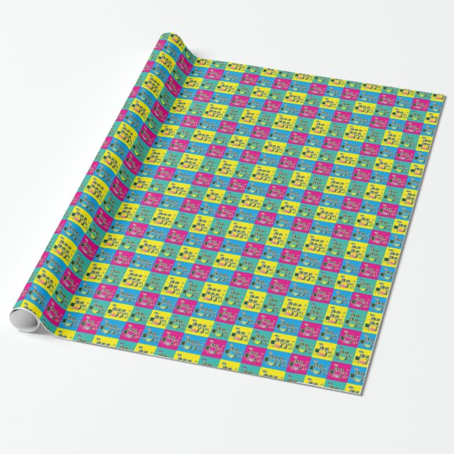 Pop Art Retro Music Drum Wrapping Paper (Unrolled)