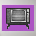 Pop Art Retro Television Set Poster<br><div class="desc">Nearly every family had one of these boxy and large television sets in the living room. The Retro Television Set graphic gives the old school TV set the pop art treatment. The entire image is in three shades of grey. The screen of the television is broadcasting the static noise which...</div>