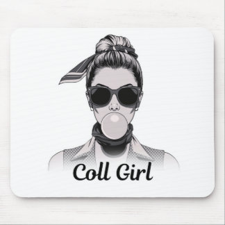 Pop Art Retro Woman Fashion Black and White Mouse Mat