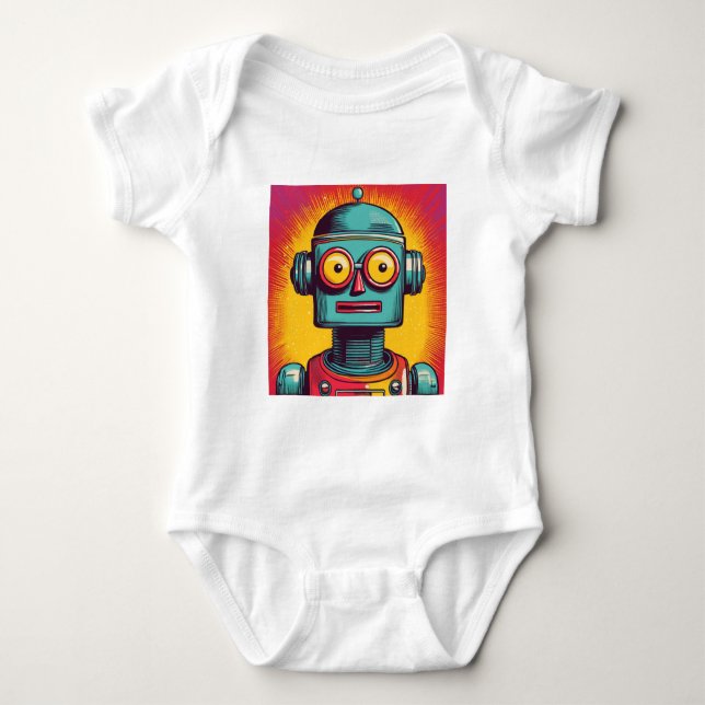 Pop Art Robot Baby Bodysuit (Front)