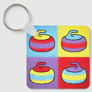 Pop Art Rocks Curling Design Key Ring