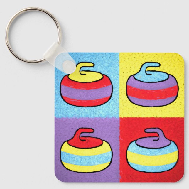 Pop Art Rocks Curling Design Key Ring (Front)