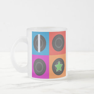 Pop Art Roller Derby Symbols Frosted Glass Coffee Mug