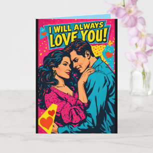Pop Art Romantic Love Blue Magenta Yellow Card