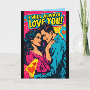 Pop Art Romantic Love Blue Magenta Yellow Card