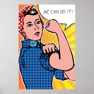 Pop Art Rosie the Riveter We Can Do It! Polka Dots Poster