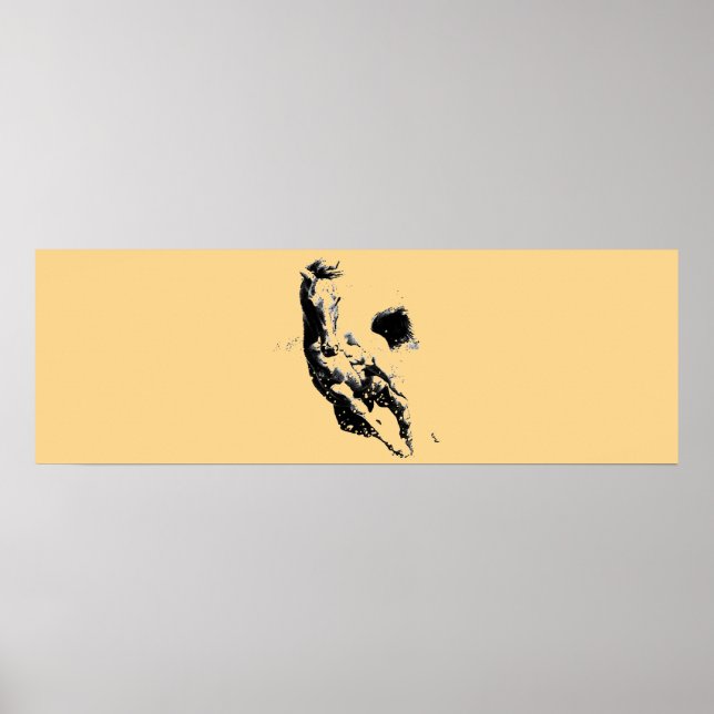 Pop Art Running Horse Artwork Browny Beige Poster (Front)