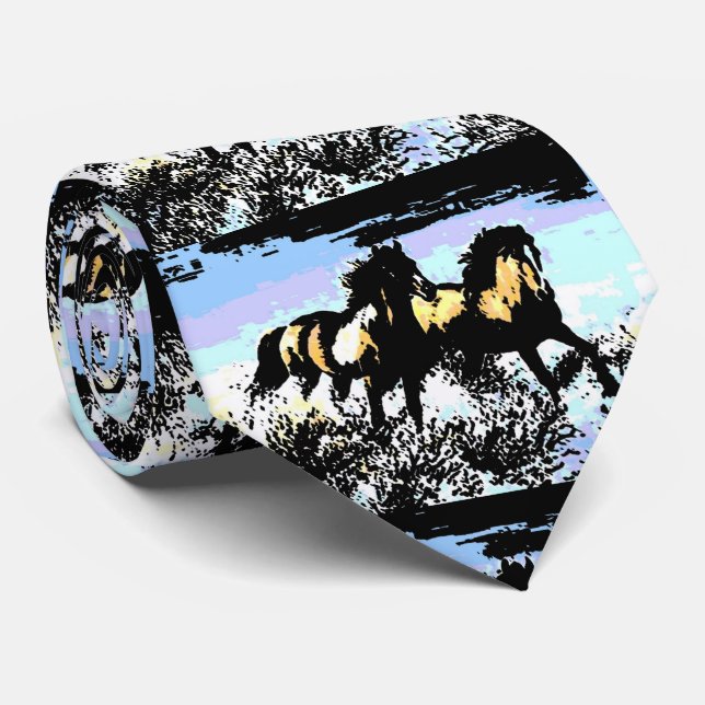 Pop Art Running Horses Tie (Rolled)