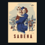 Pop art Sabena Ex Belgian Airlines Poster<br><div class="desc">Standard sizes available (in inch or cm), contact us. Own vector popart work in four colours inspired by a vintage postcard from Sabena, which was the national airline of Belgium from 1923 to 2001, until it went bankrupt. Note: this is a newly created work, not a reproduction. The font that...</div>