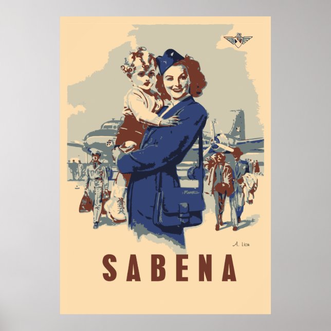 Pop art Sabena Ex Belgian Airlines Poster (Front)